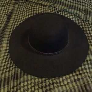 Bohemian wide brim black felt hat